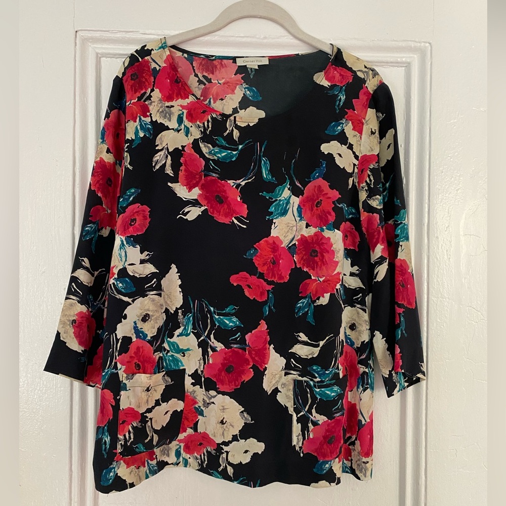Garnet Hill Floral Silk Blouse